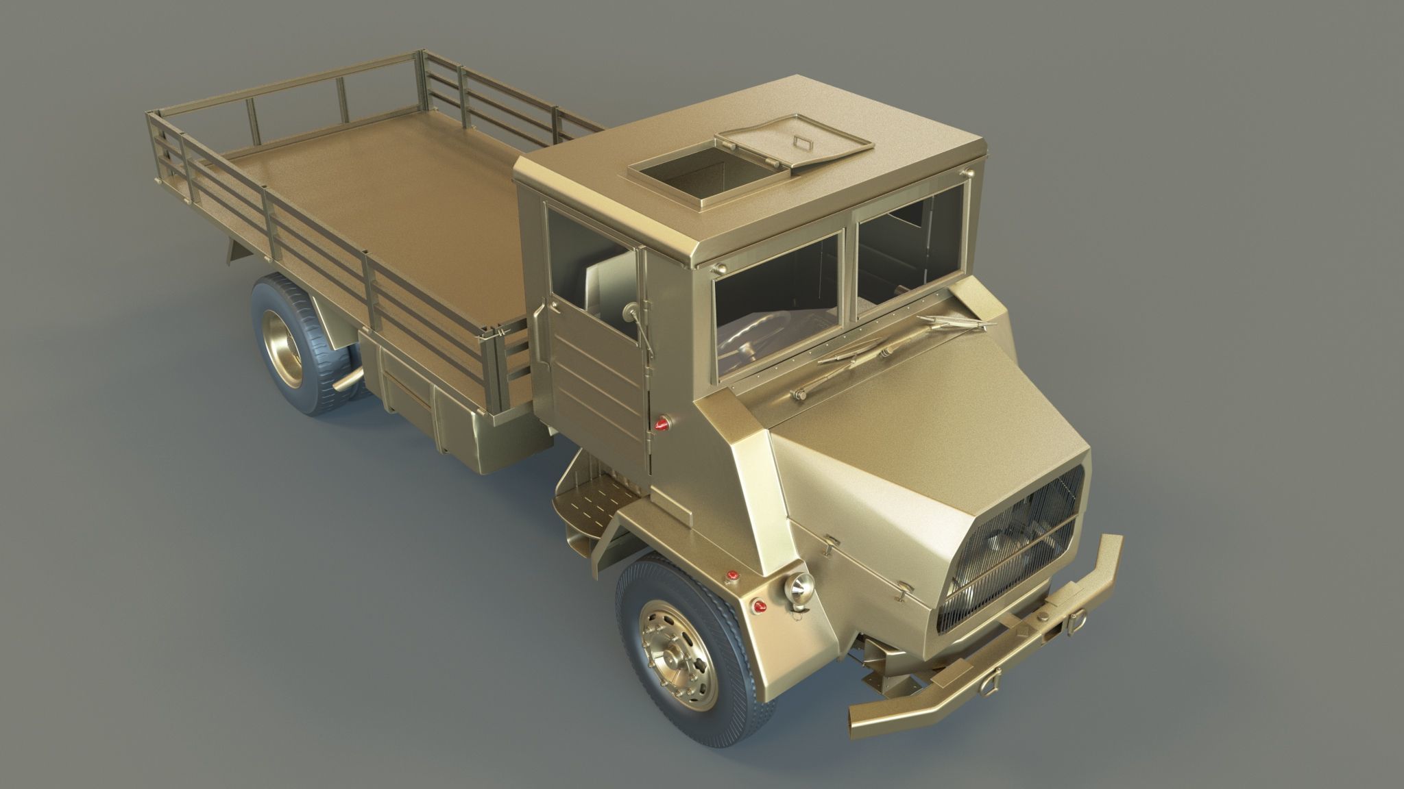 Millitary Truck Low-poly 3D model_2