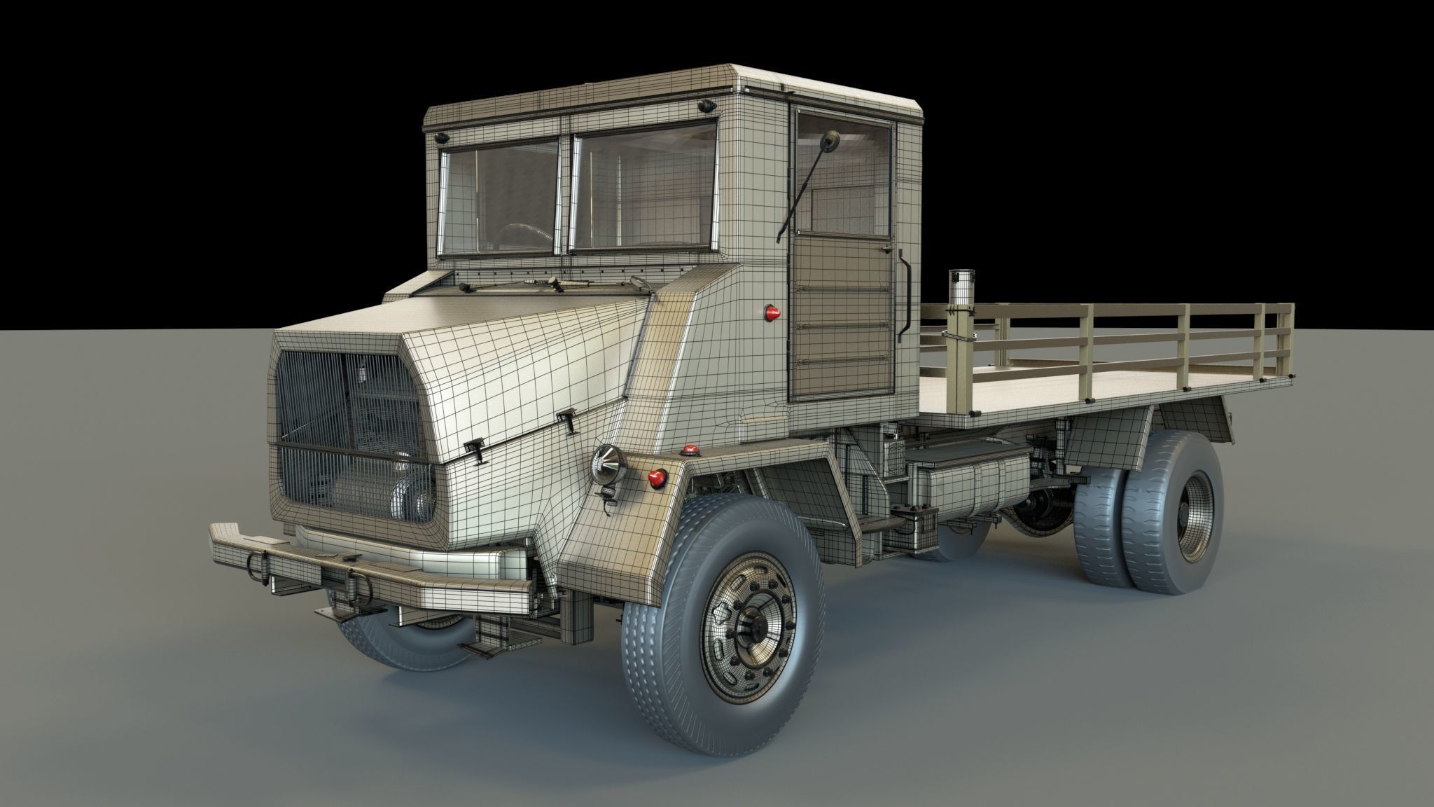 Millitary Truck Low-poly 3D model_12