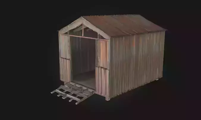 Rustic Metal Shack  Weathered Shelter of Rural Industry 3D model