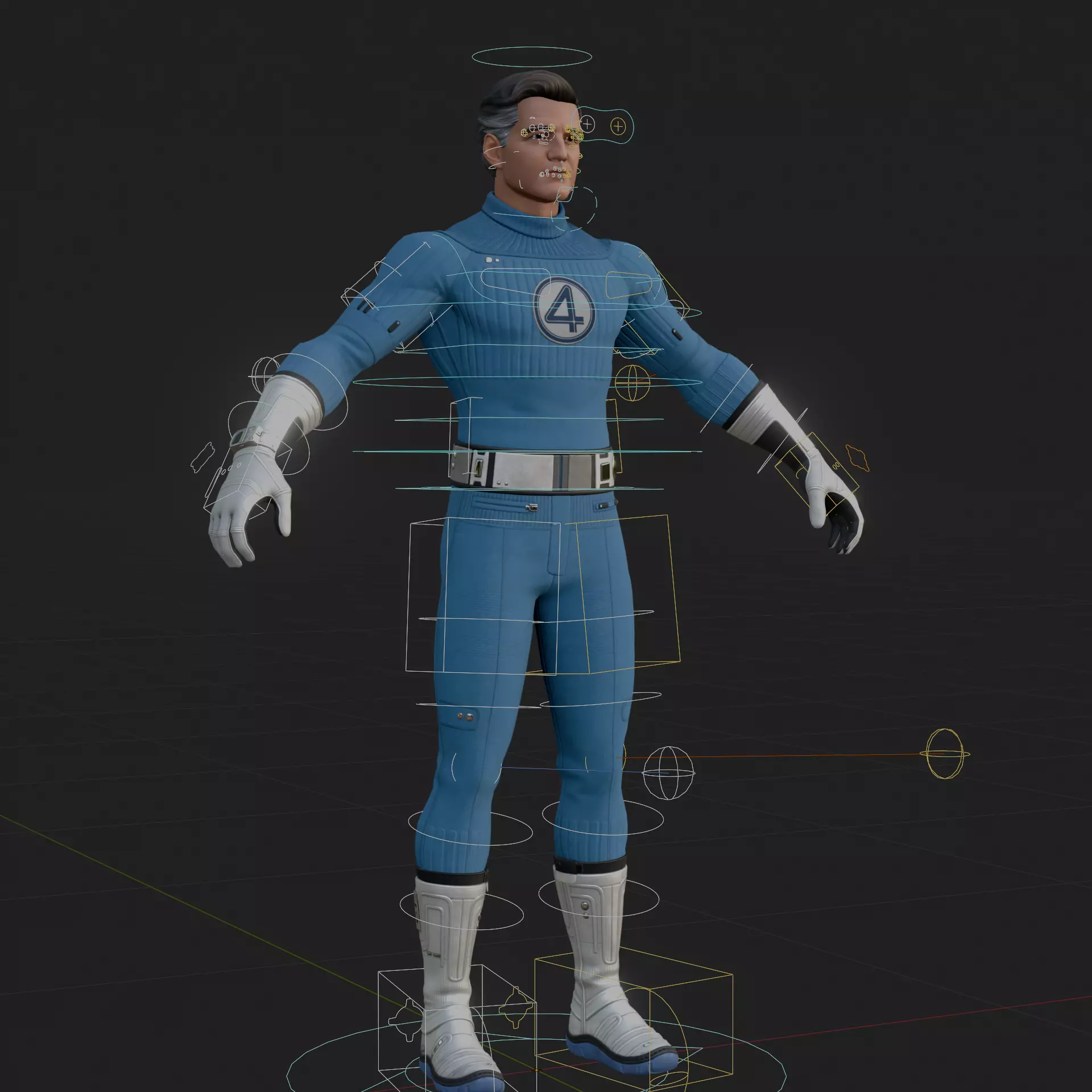 Reed Richards 3D Model Fortnite Mr Fantastic Rigged PBR FBX OBJ Low-poly 3D model_0
