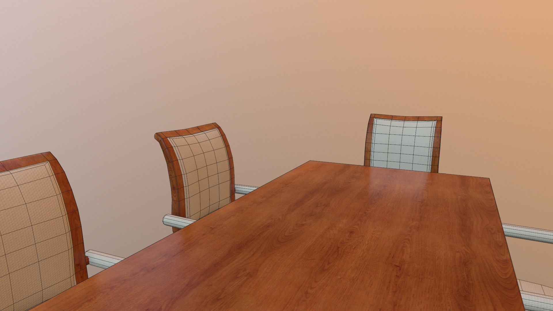 Dining set low poly table and chairs Low-poly 3D model_3