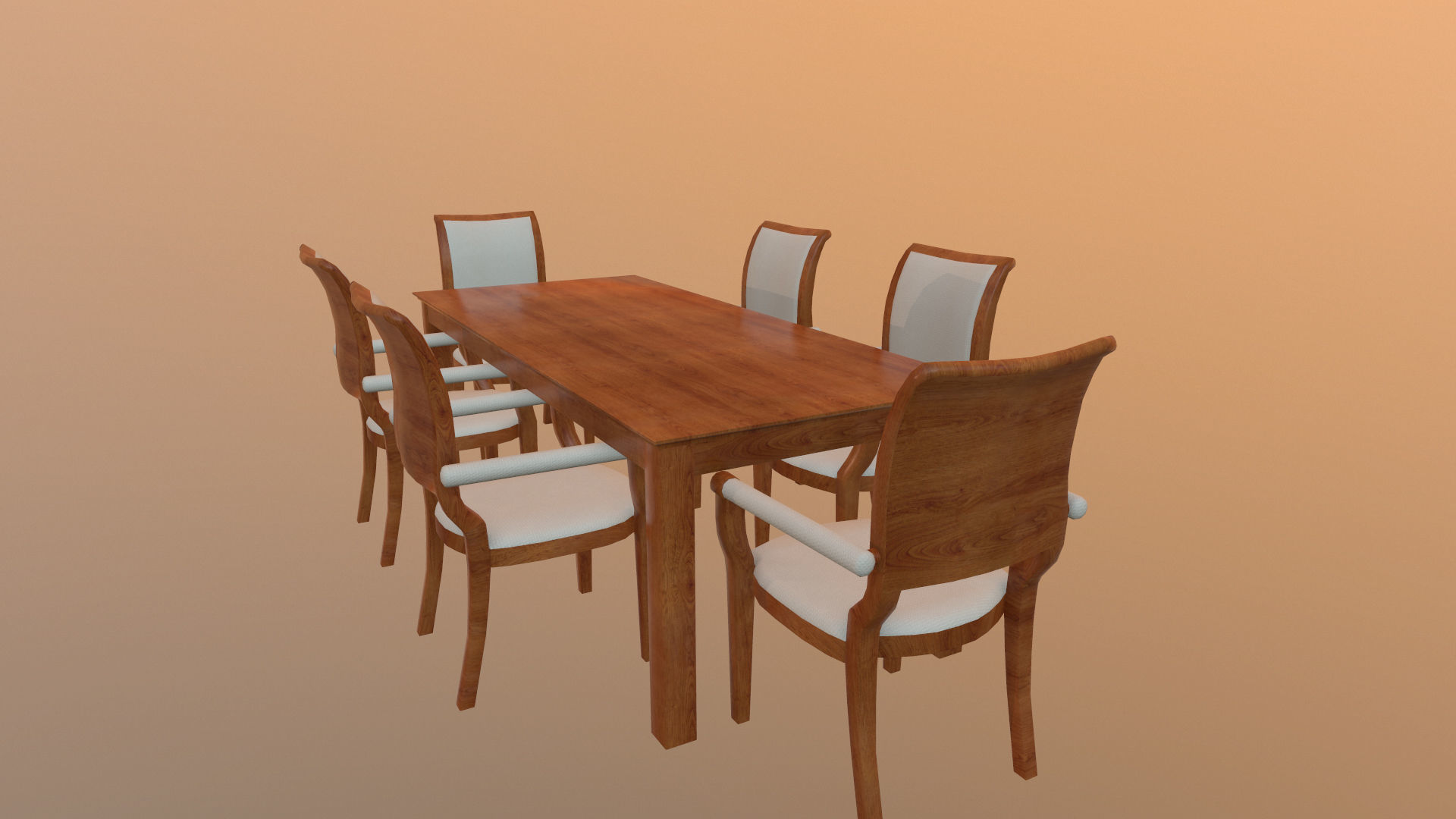 Dining set low poly table and chairs Low-poly 3D model_5
