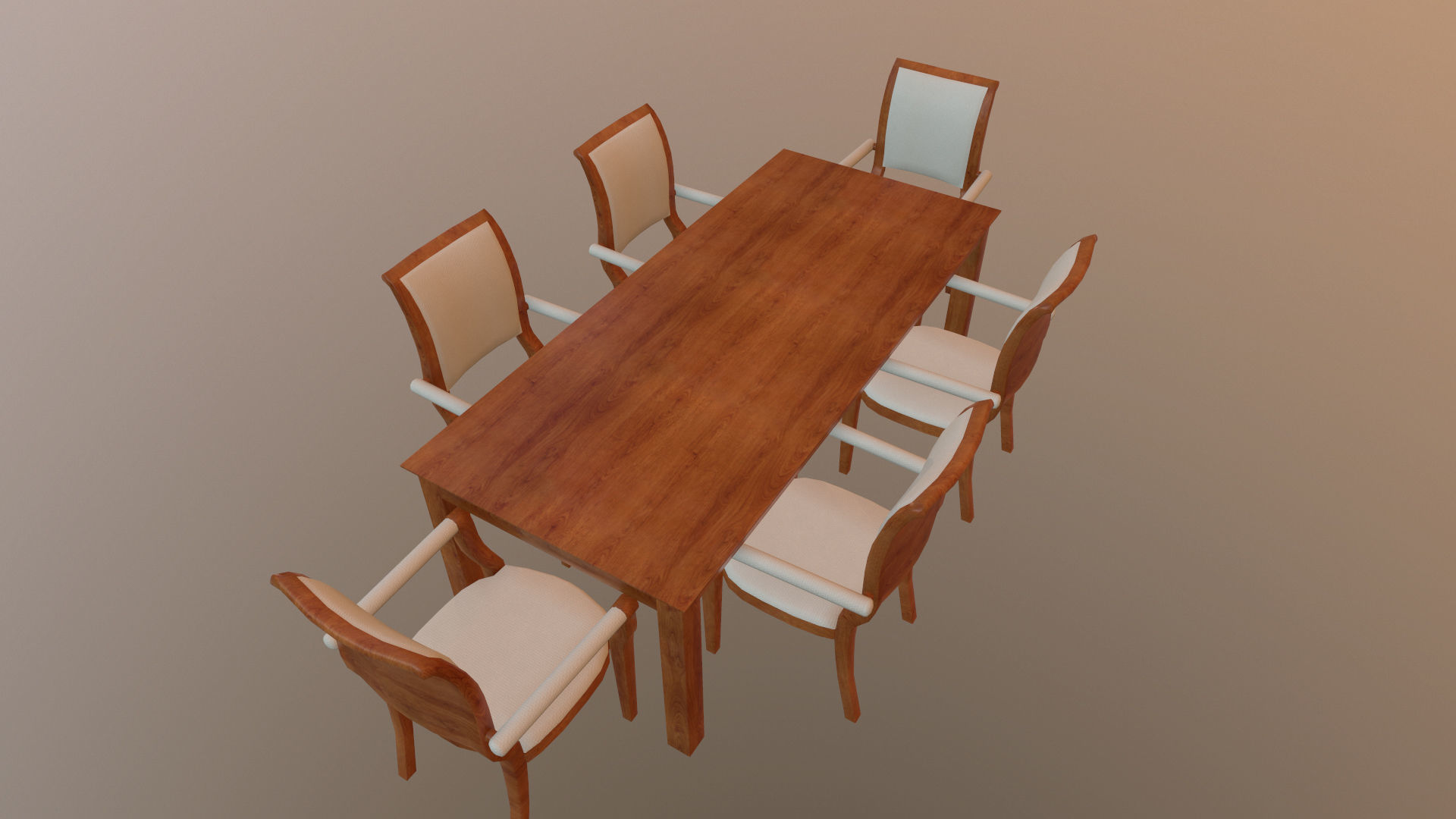 Dining set low poly table and chairs Low-poly 3D model_4
