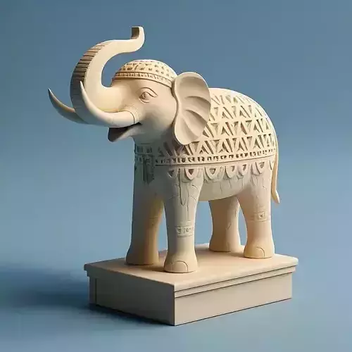 1518Color 3D Model  Totem Style  Elephant on Pedestal