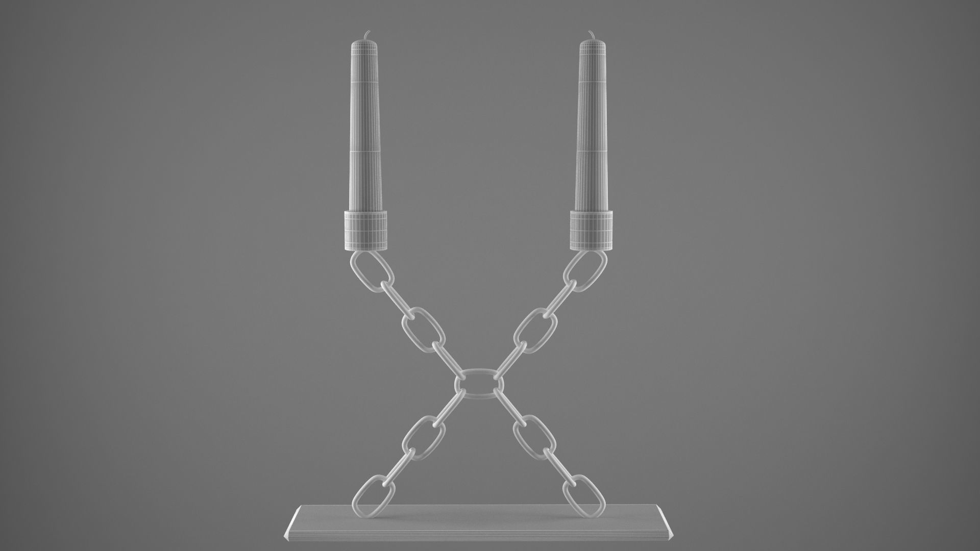 Chain X Candleholder Red Glass Color 3D model_5