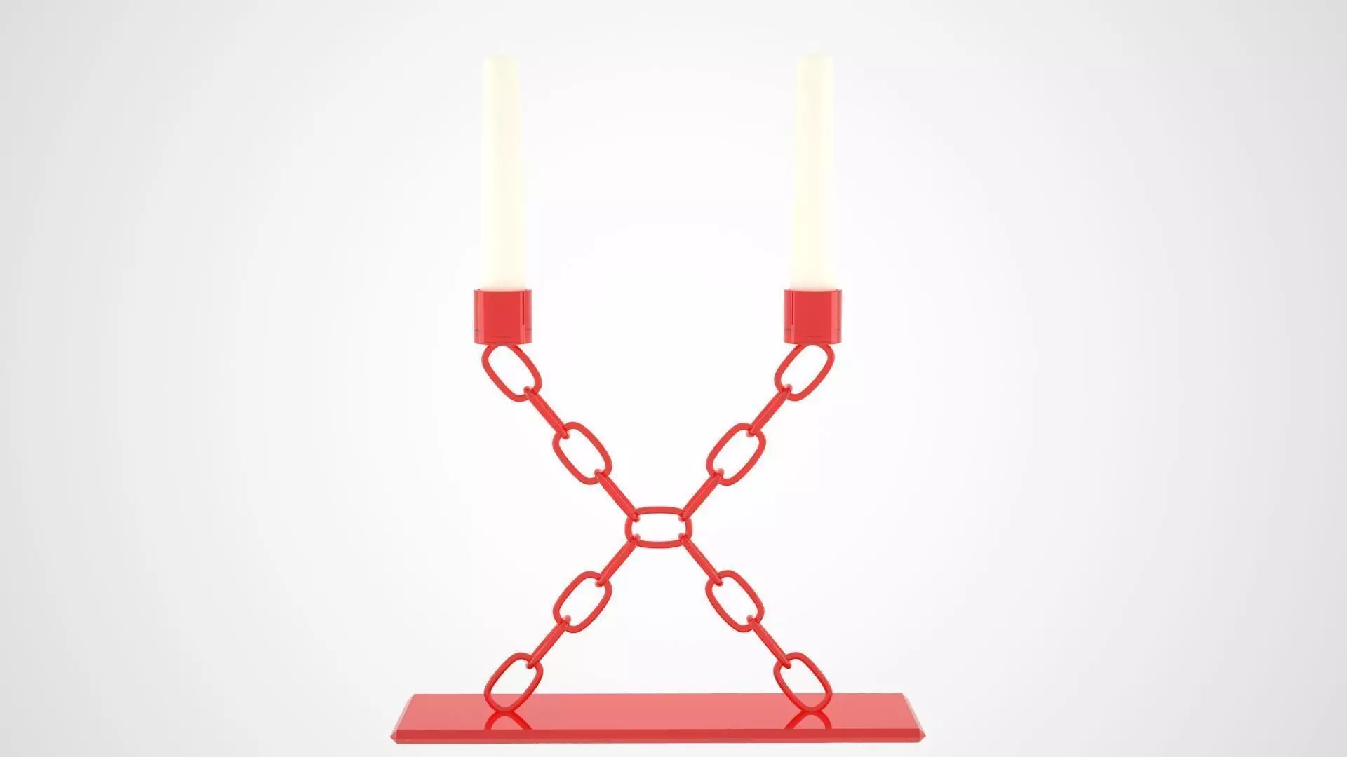 Chain X Candleholder Red Glass Color 3D model_0