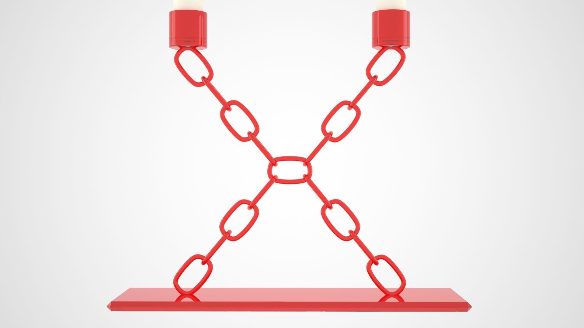 Chain X Candleholder Red Glass Color 3D model_4