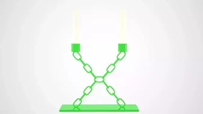 Chain X Candleholder Green Glass Color