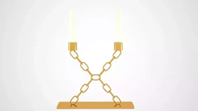Chain X Candleholder Gold Color
