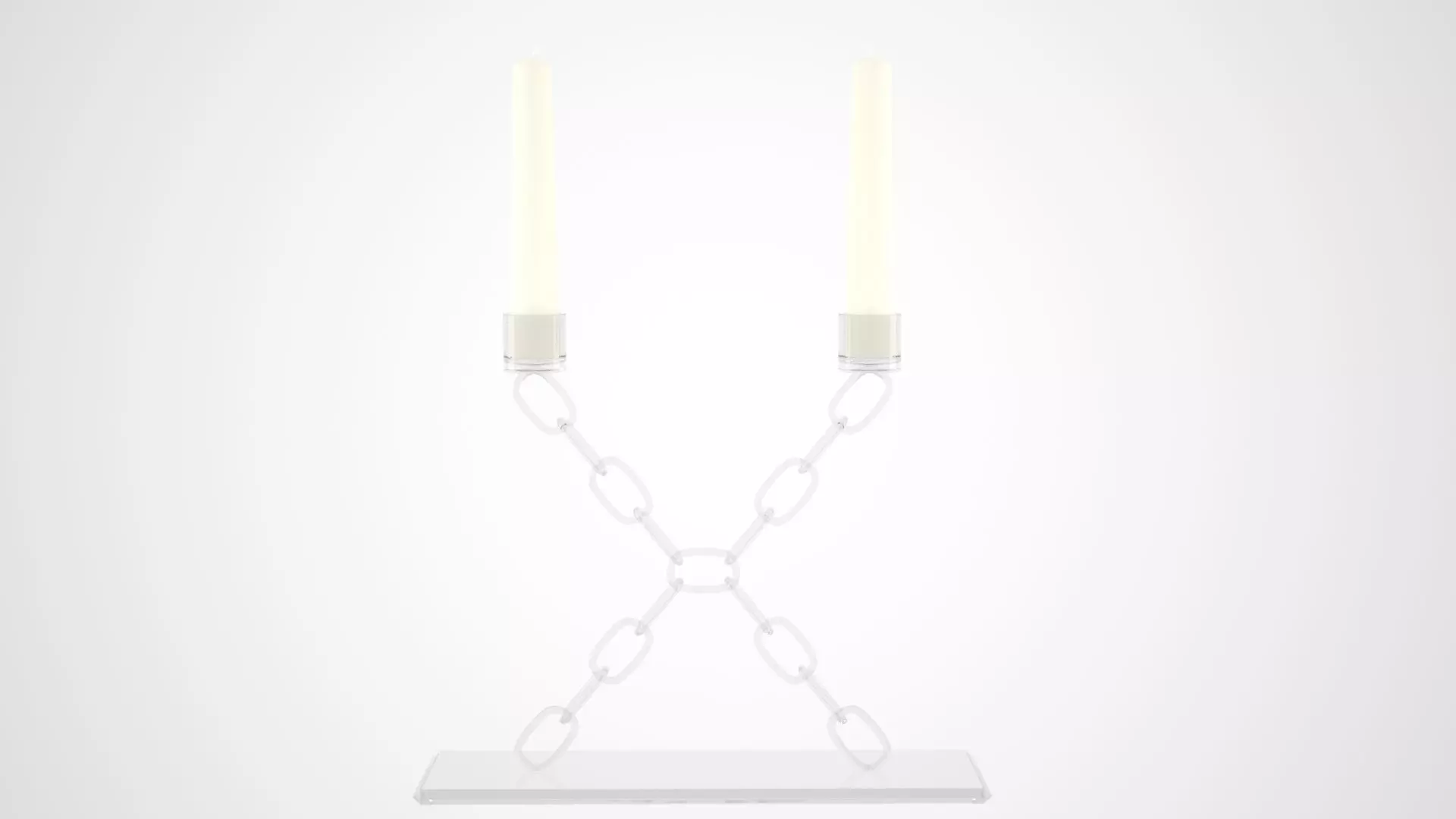 Chain X Candleholder Claer Glass Color 3D model_0