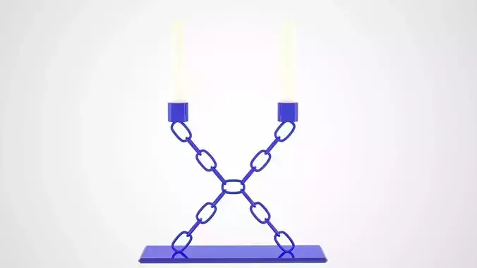 Chain X Candleholder Blue Glass Color