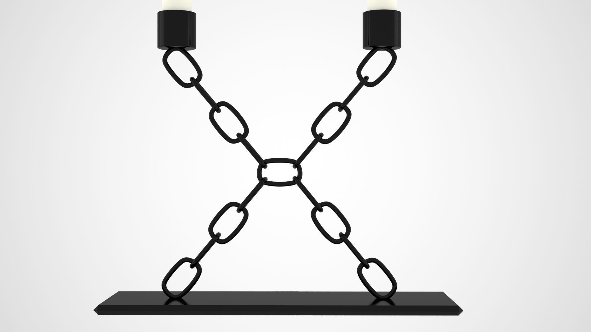 Chain X Candleholder Black Iron Color 3D model_4
