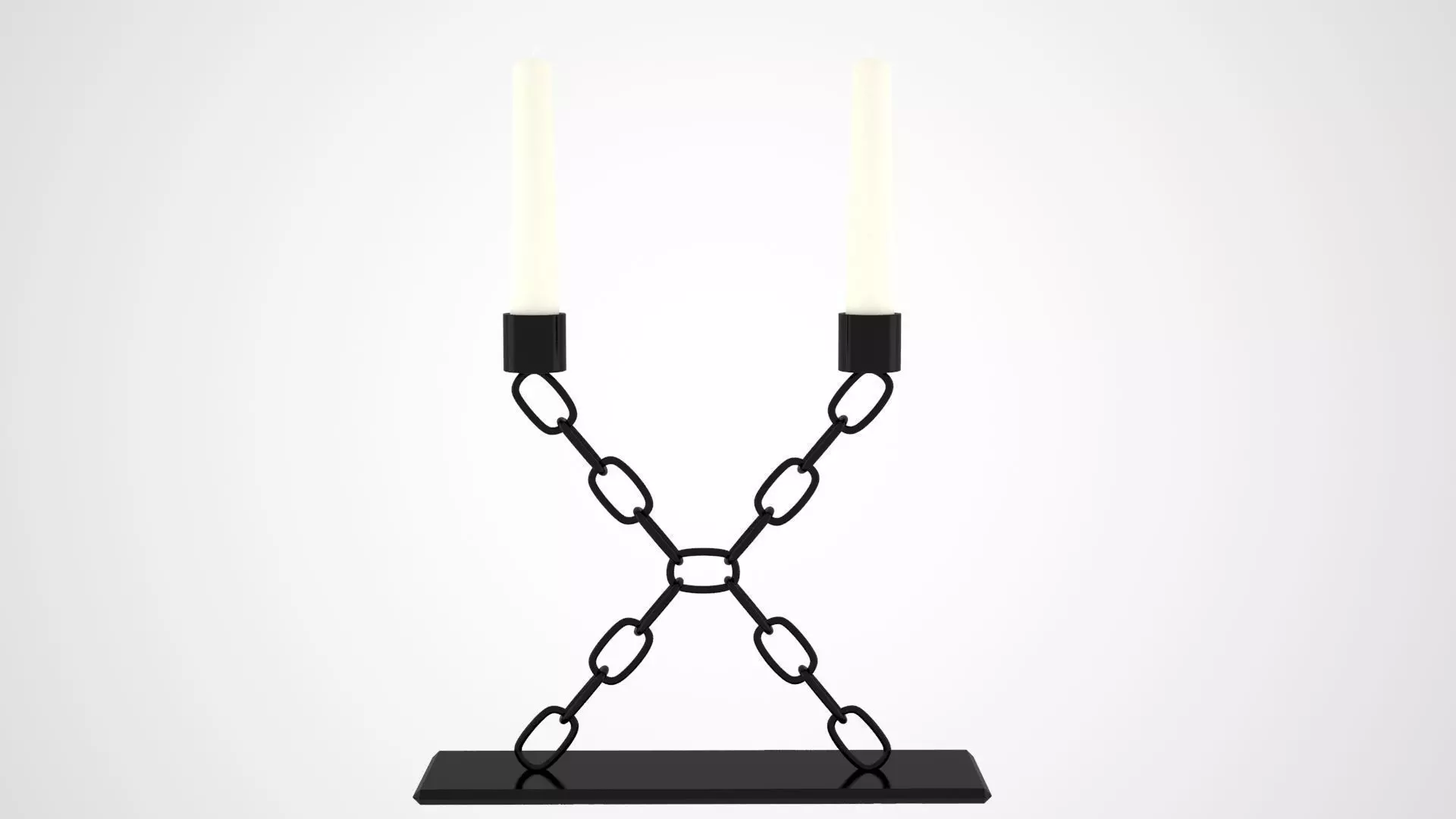 Chain X Candleholder Black Iron Color 3D model_0