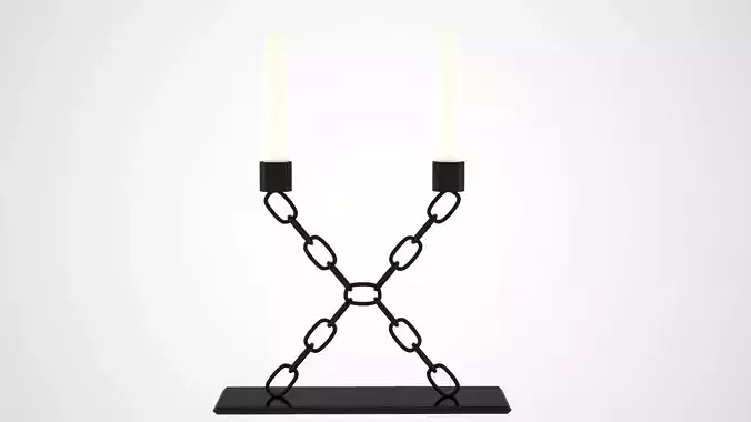 Chain X Candleholder Black Iron Color