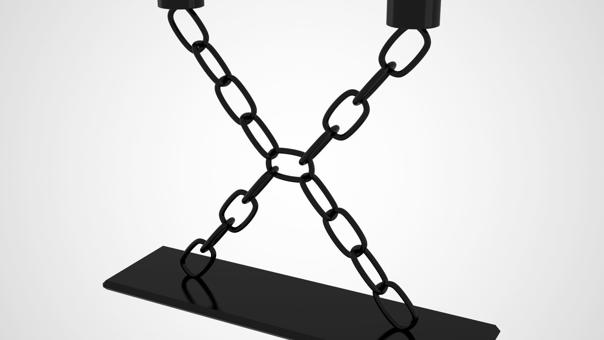 Chain X Candleholder Black Iron Color 3D model_2