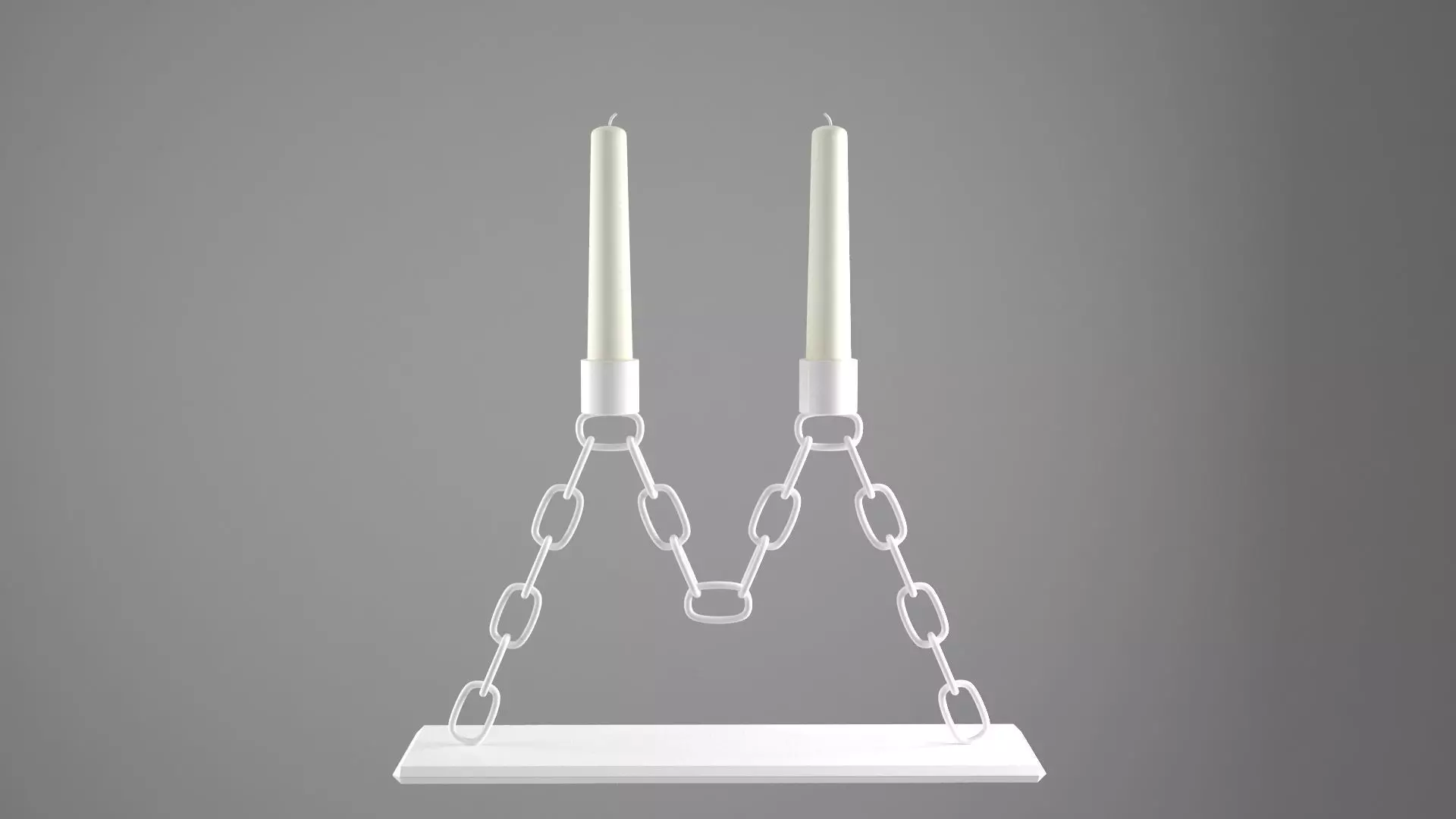 Chain M Candleholder White Color 3D model_0