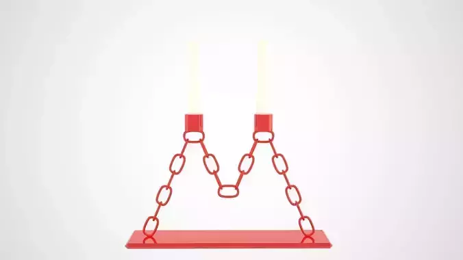 Chain M Candleholder Red Glass Color