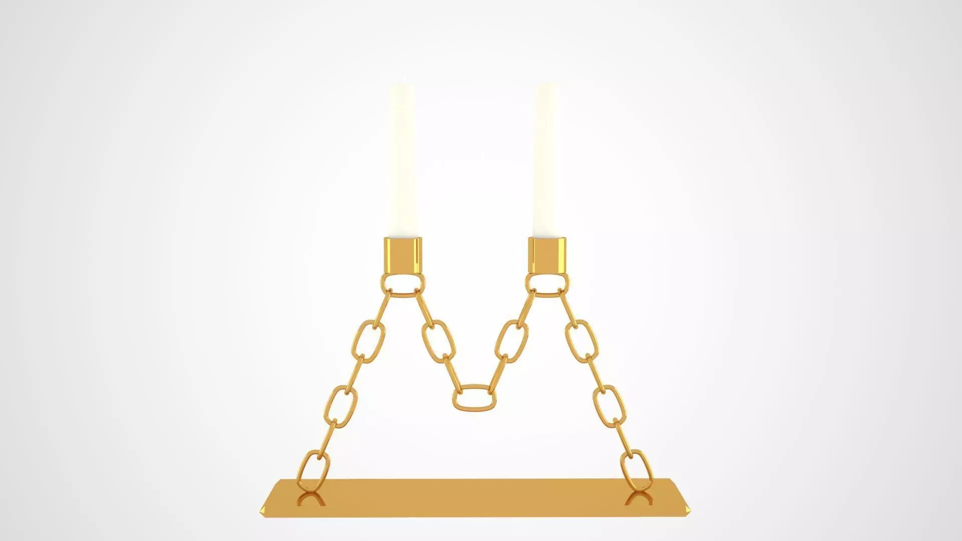 Chain M Candleholder Gold Color 3D model_0