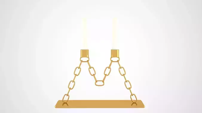 Chain M Candleholder Gold Color
