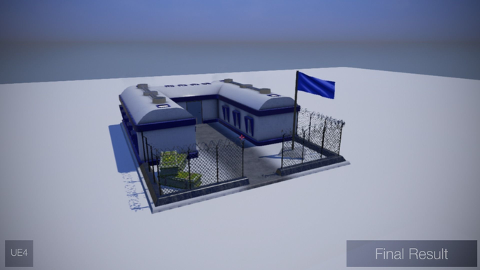 Barrack police station Low-poly 3D model