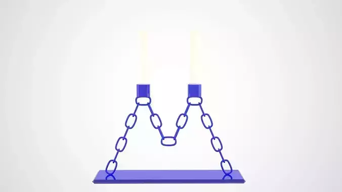 Chain M Candleholder Blue Glass Color