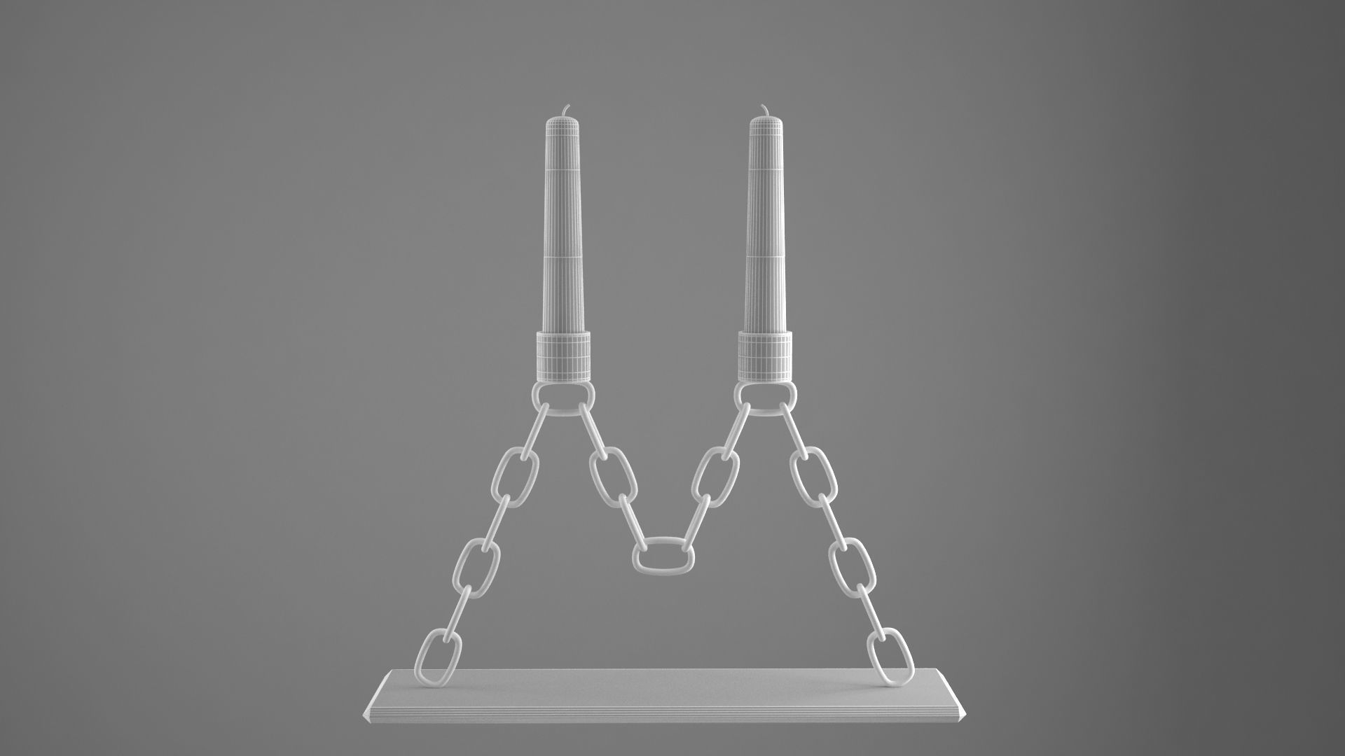 Chain M Candleholder Black Iron Color 3D model_5