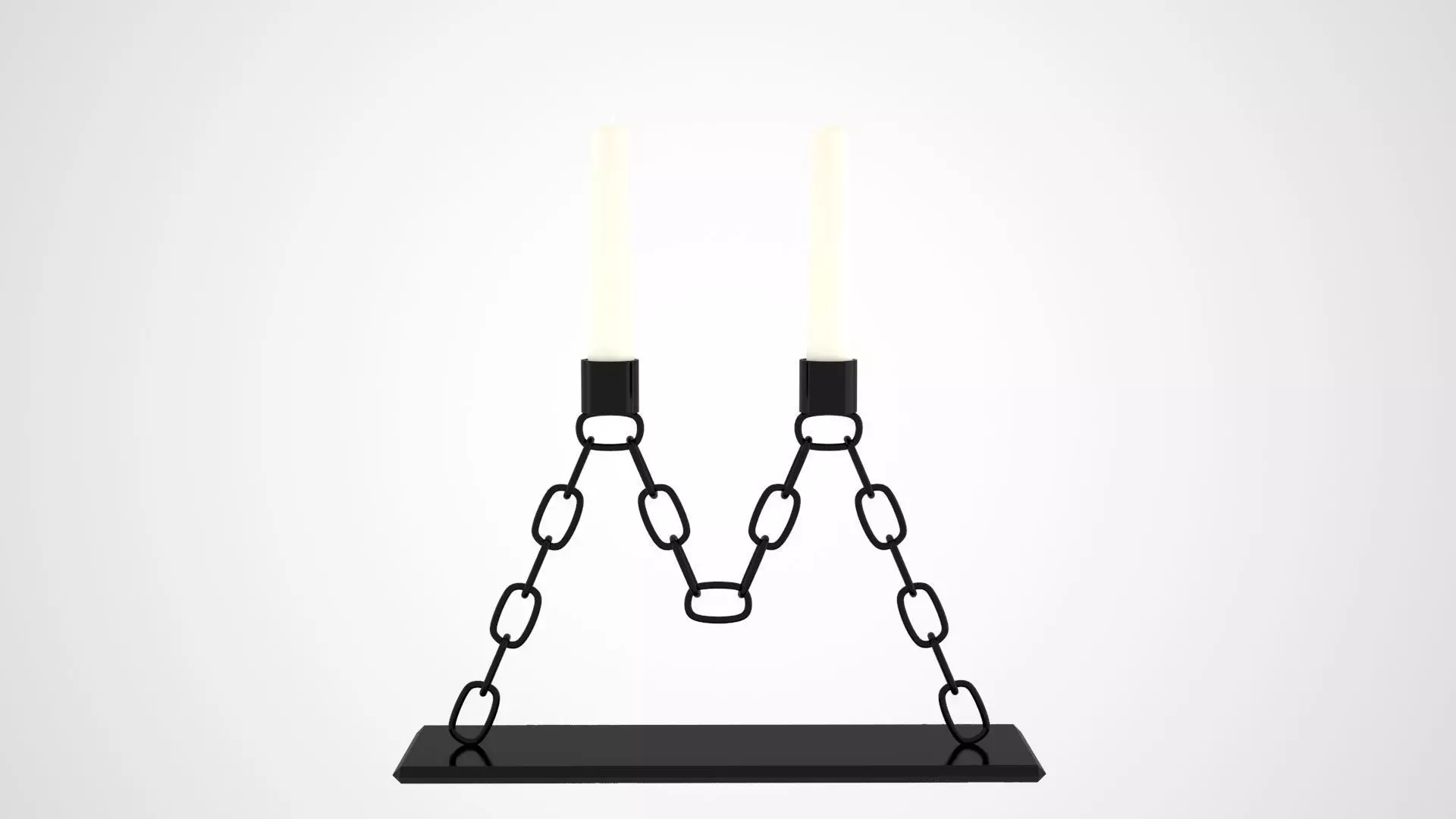 Chain M Candleholder Black Iron Color 3D model_0