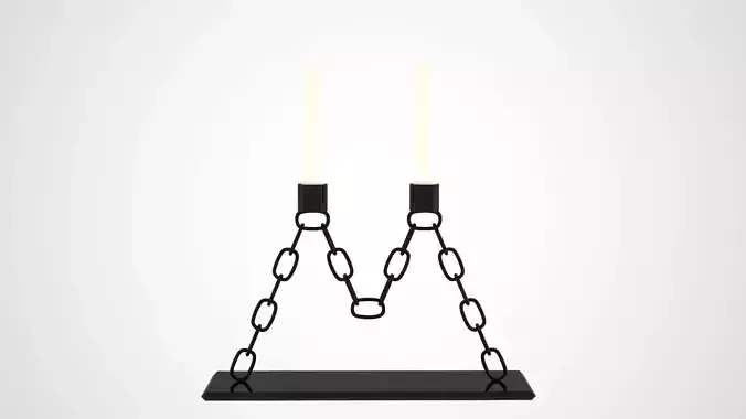 Chain M Candleholder Black Iron Color
