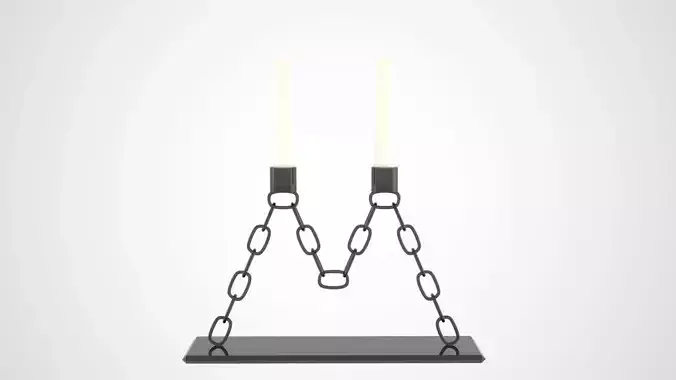 Chain M Candleholder Black Glass Color