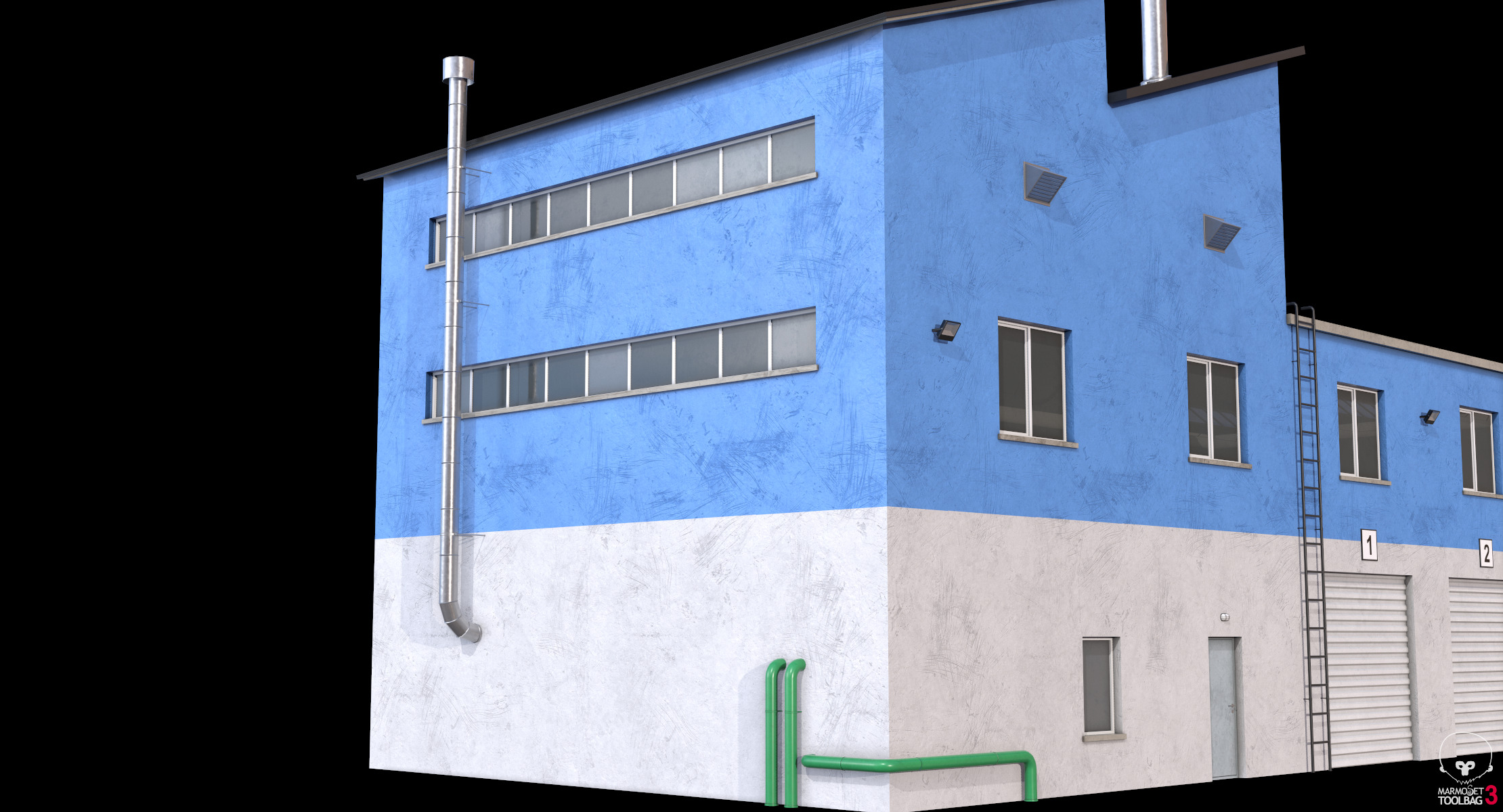 Industrial Building 15 Blue Low-poly 3D model_13