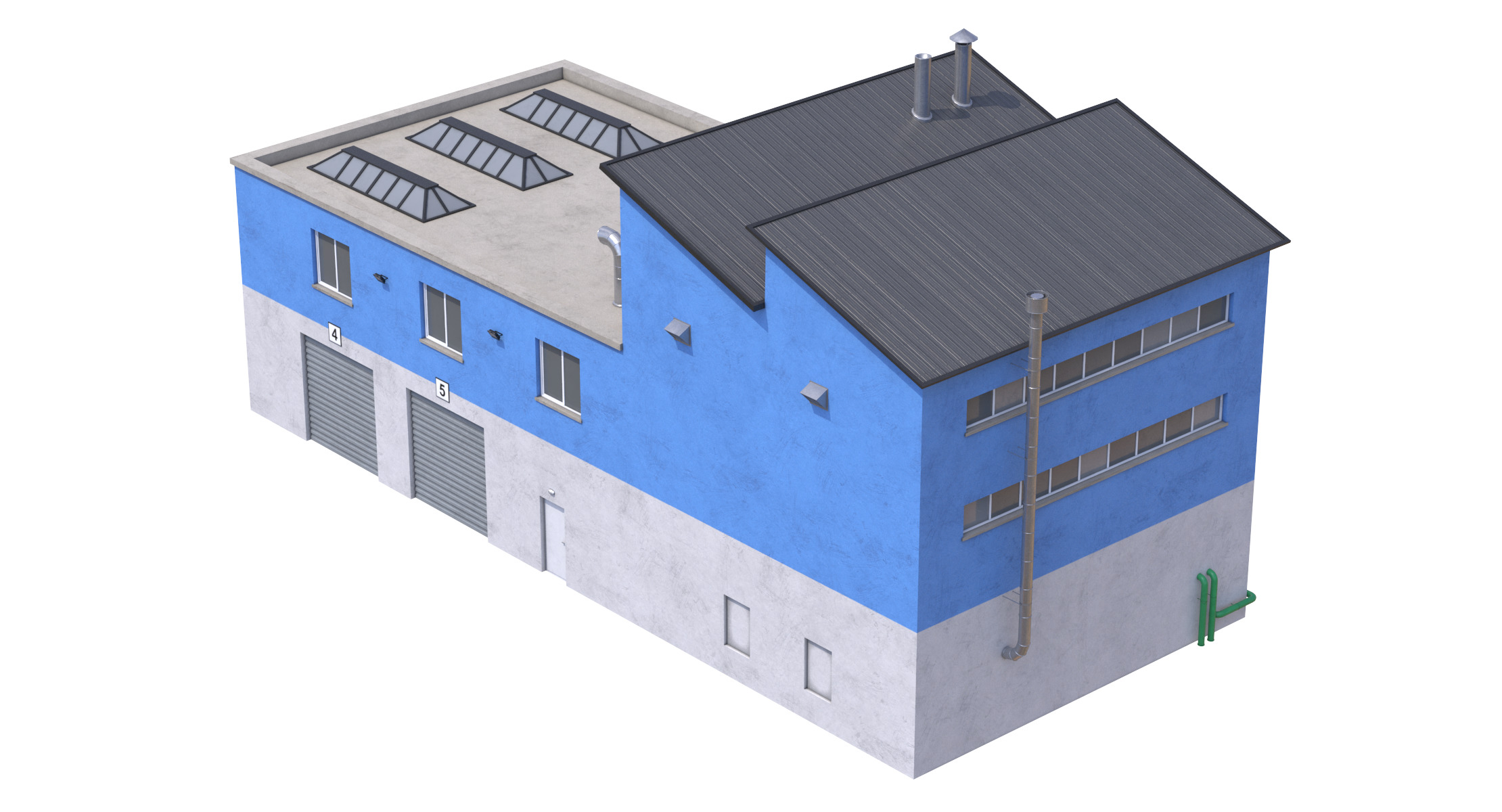Industrial Building 15 Blue Low-poly 3D model_5