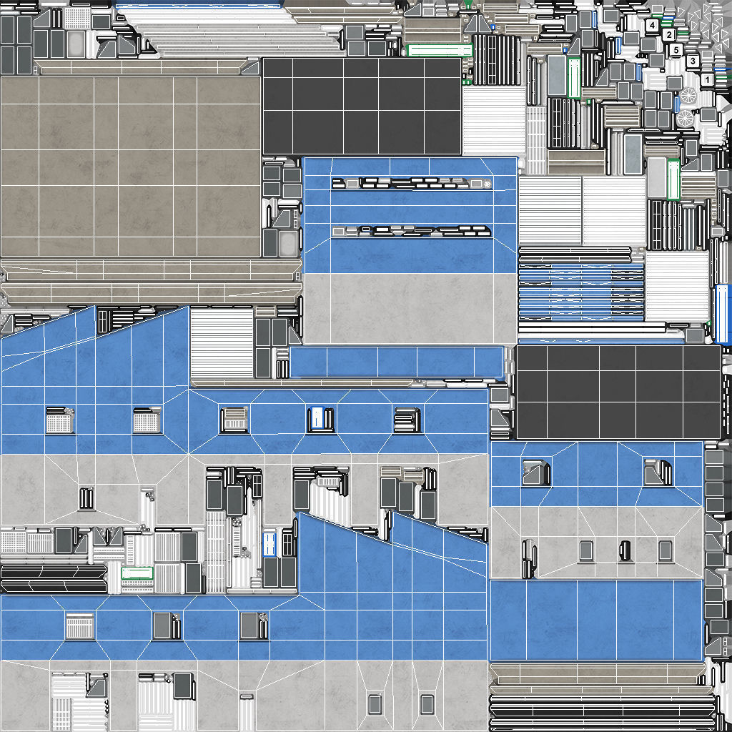 Industrial Building 15 Blue Low-poly 3D model_8