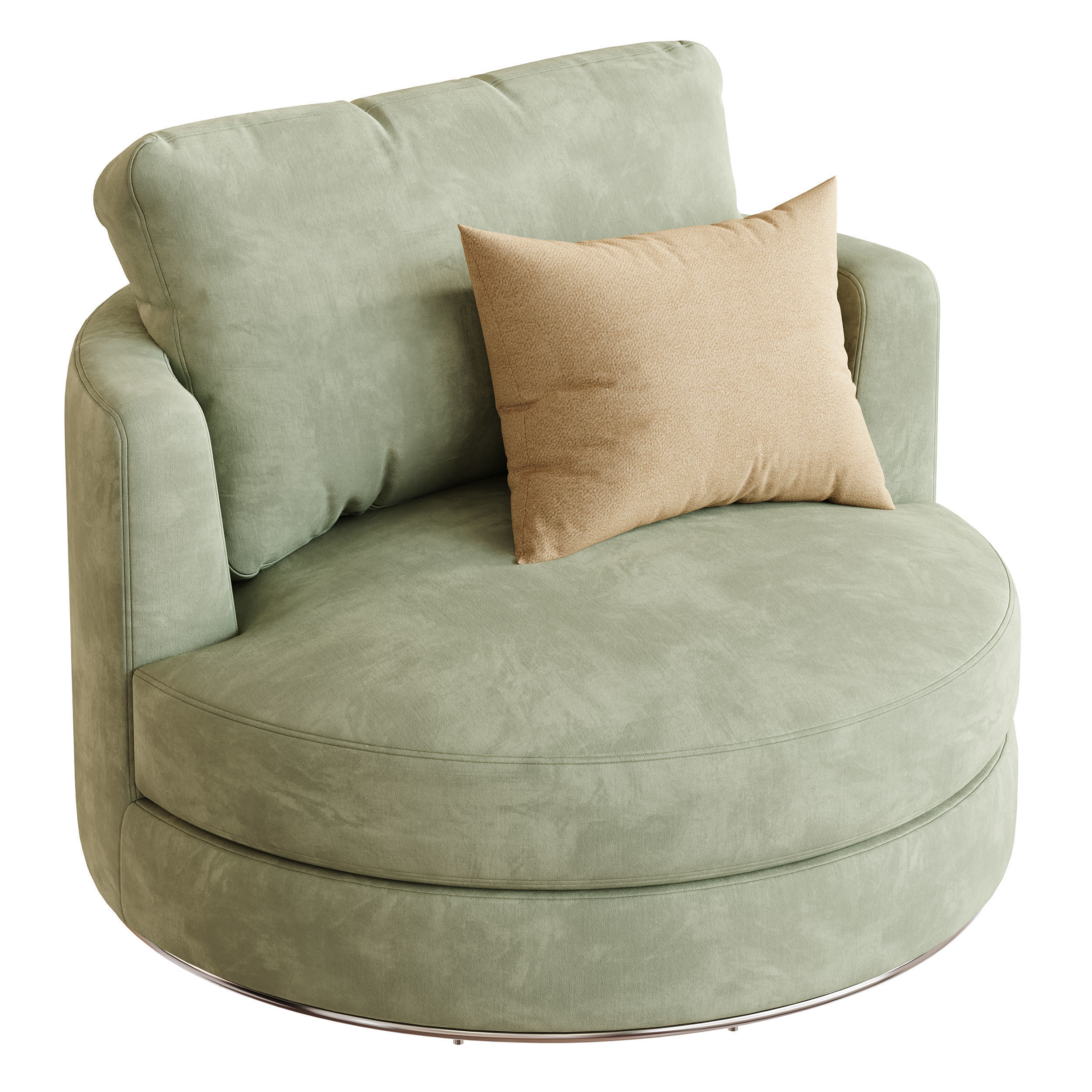 Hamilton Round Performance Fabric Swivel Armchair 3D model_8