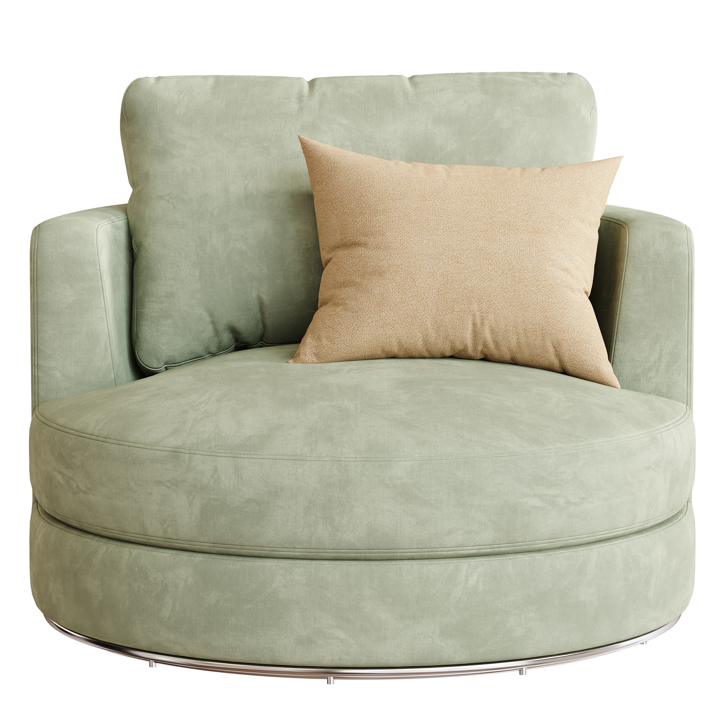 Hamilton Round Performance Fabric Swivel Armchair 3D model_7