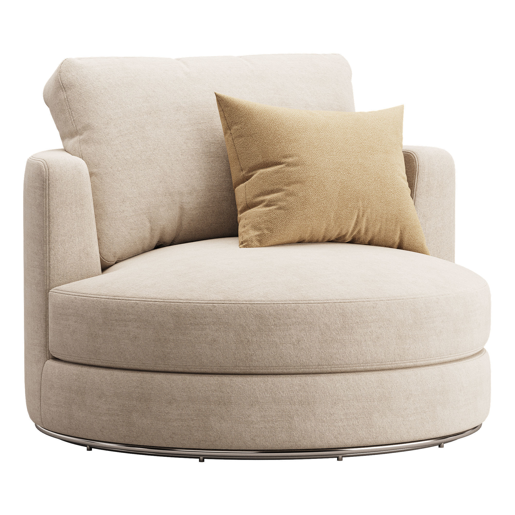 Hamilton Round Performance Fabric Swivel Armchair 3D model_2