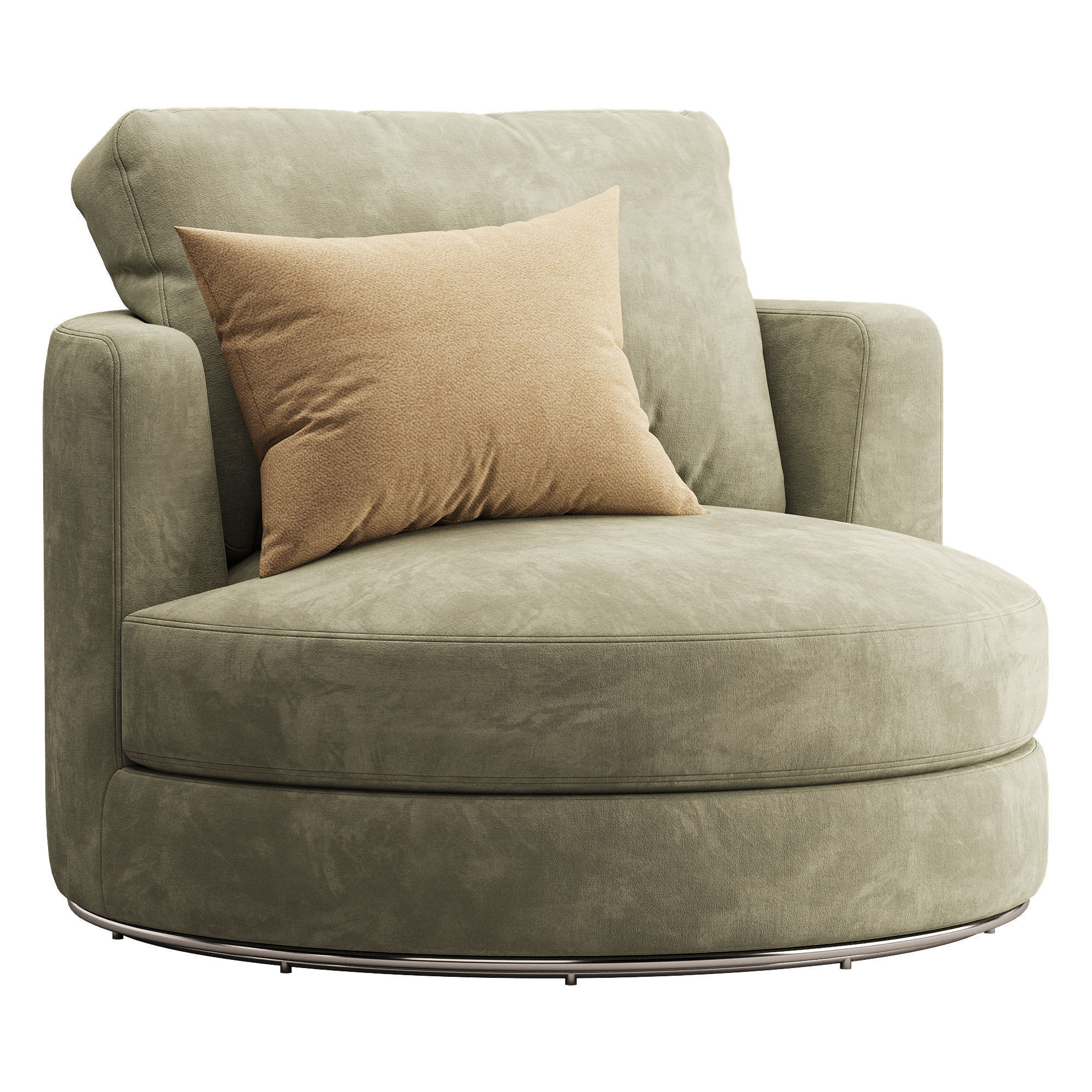 Hamilton Round Performance Fabric Swivel Armchair 3D model_4