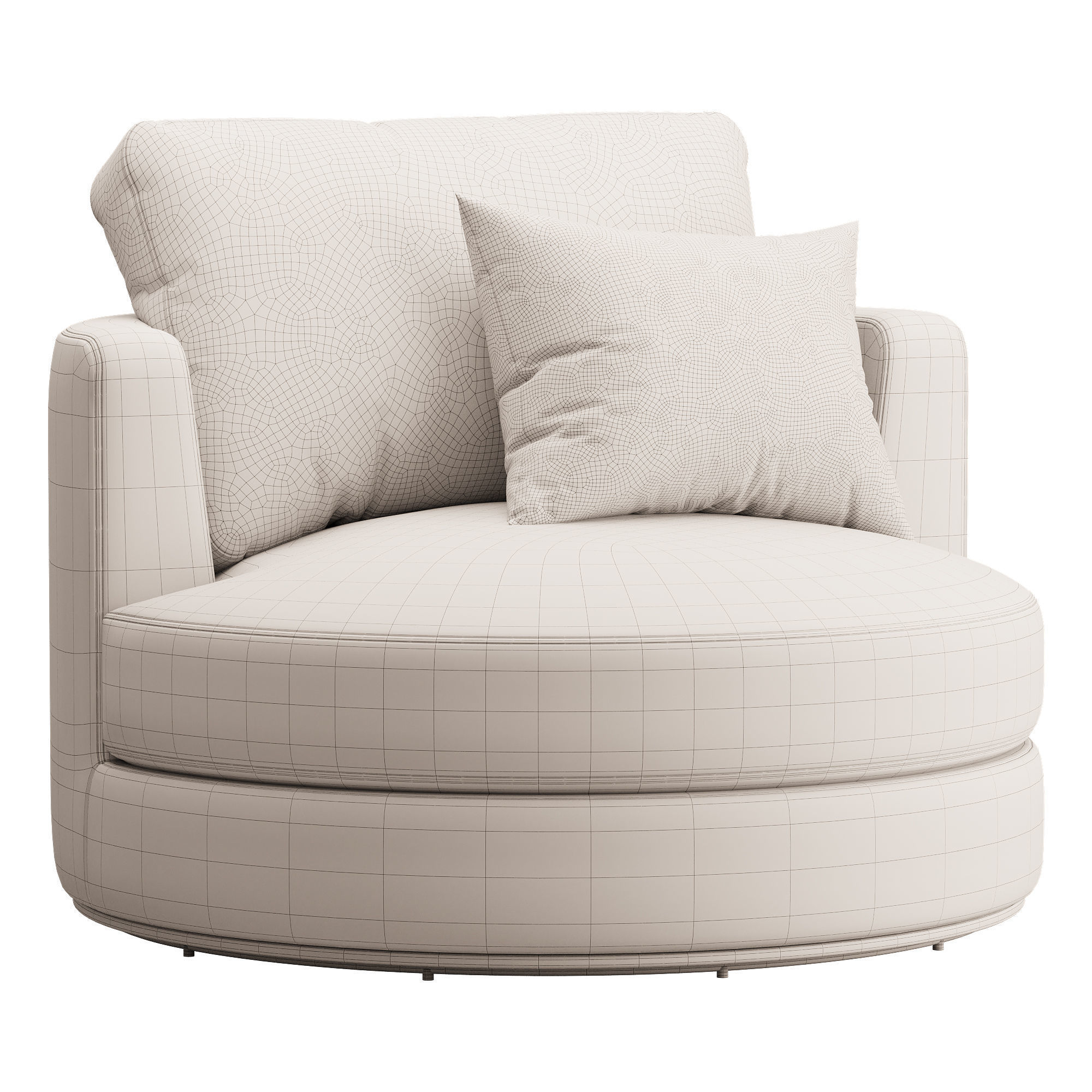 Hamilton Round Performance Fabric Swivel Armchair 3D model_13