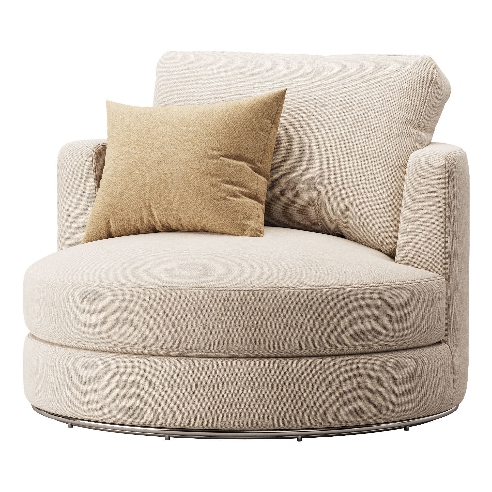 Hamilton Round Performance Fabric Swivel Armchair 3D model_5