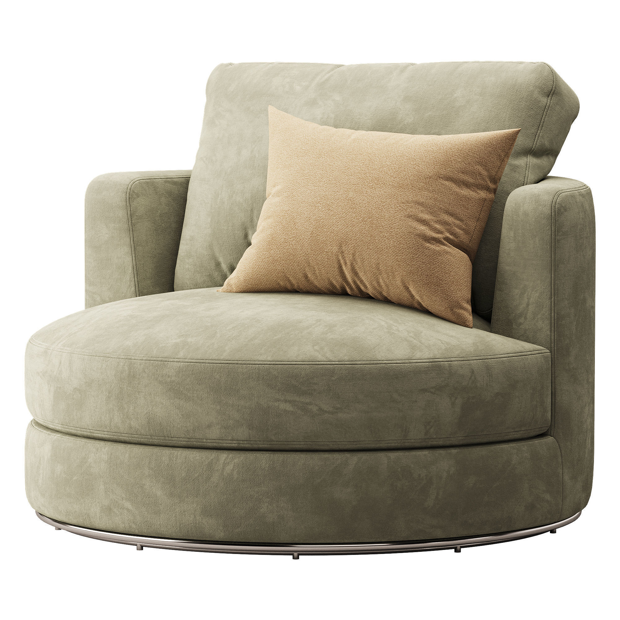 Hamilton Round Performance Fabric Swivel Armchair 3D model_1
