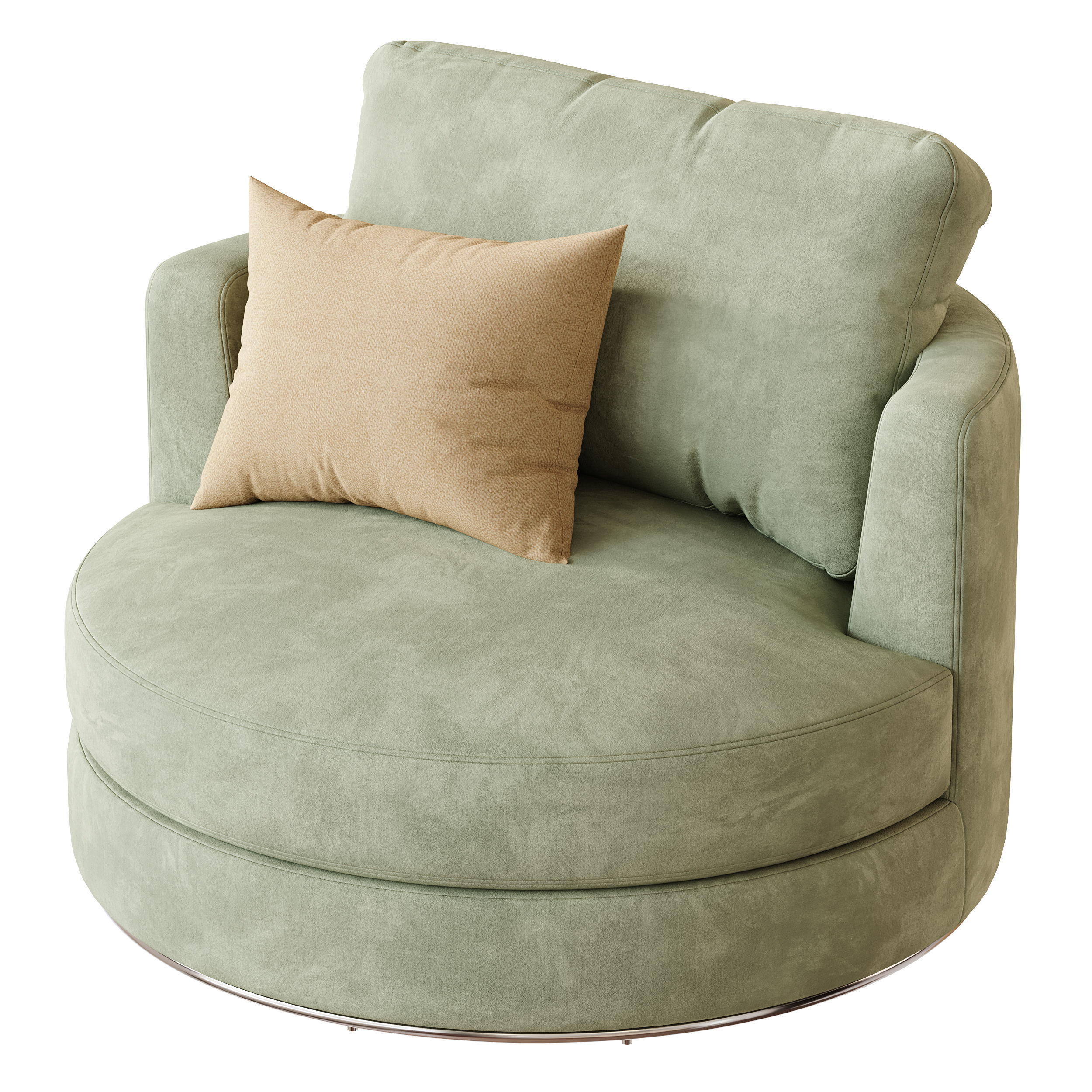Hamilton Round Performance Fabric Swivel Armchair 3D model_9