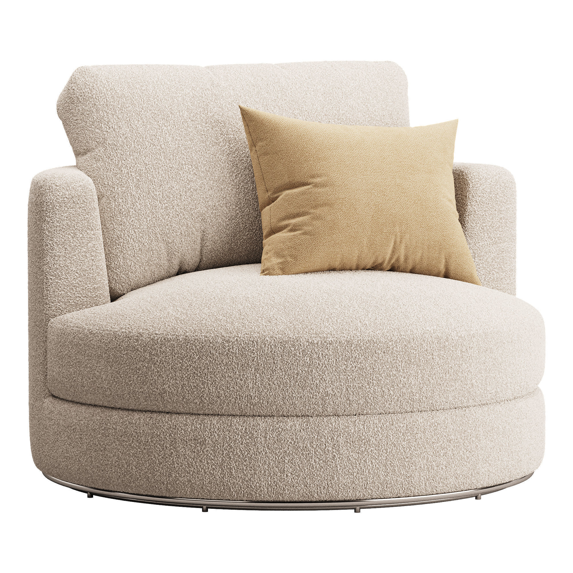 Hamilton Round Performance Fabric Swivel Armchair 3D model_3