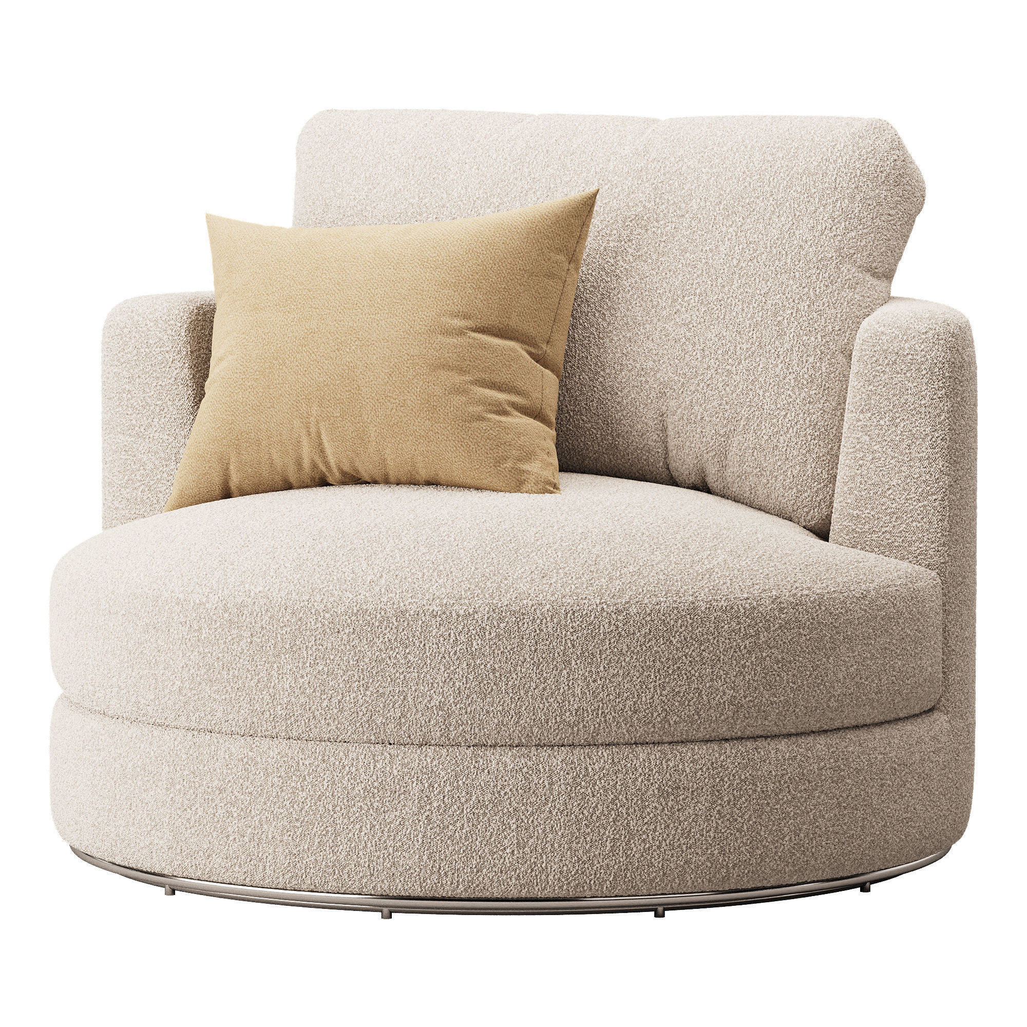 Hamilton Round Performance Fabric Swivel Armchair 3D model_6