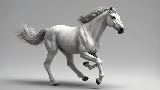 Rigged white horse with 4k textures and animations 3D model