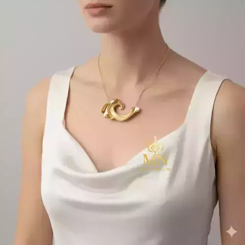 Golden Flow  Artistic 3D Pendant Jewelry Model