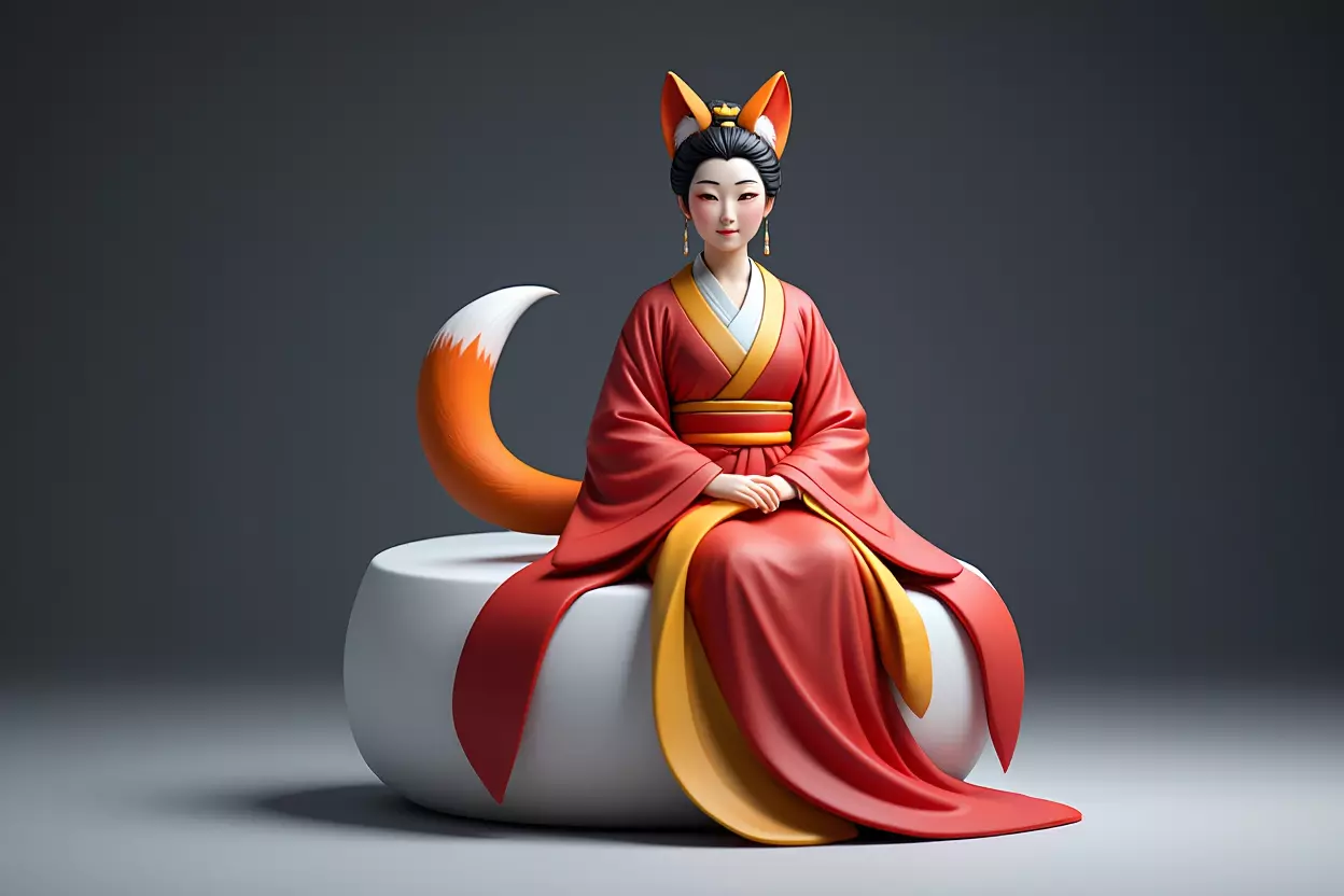 1520COLORFUL  Fox Spirit Woman in Pu Song Ling Style 3D print model_0