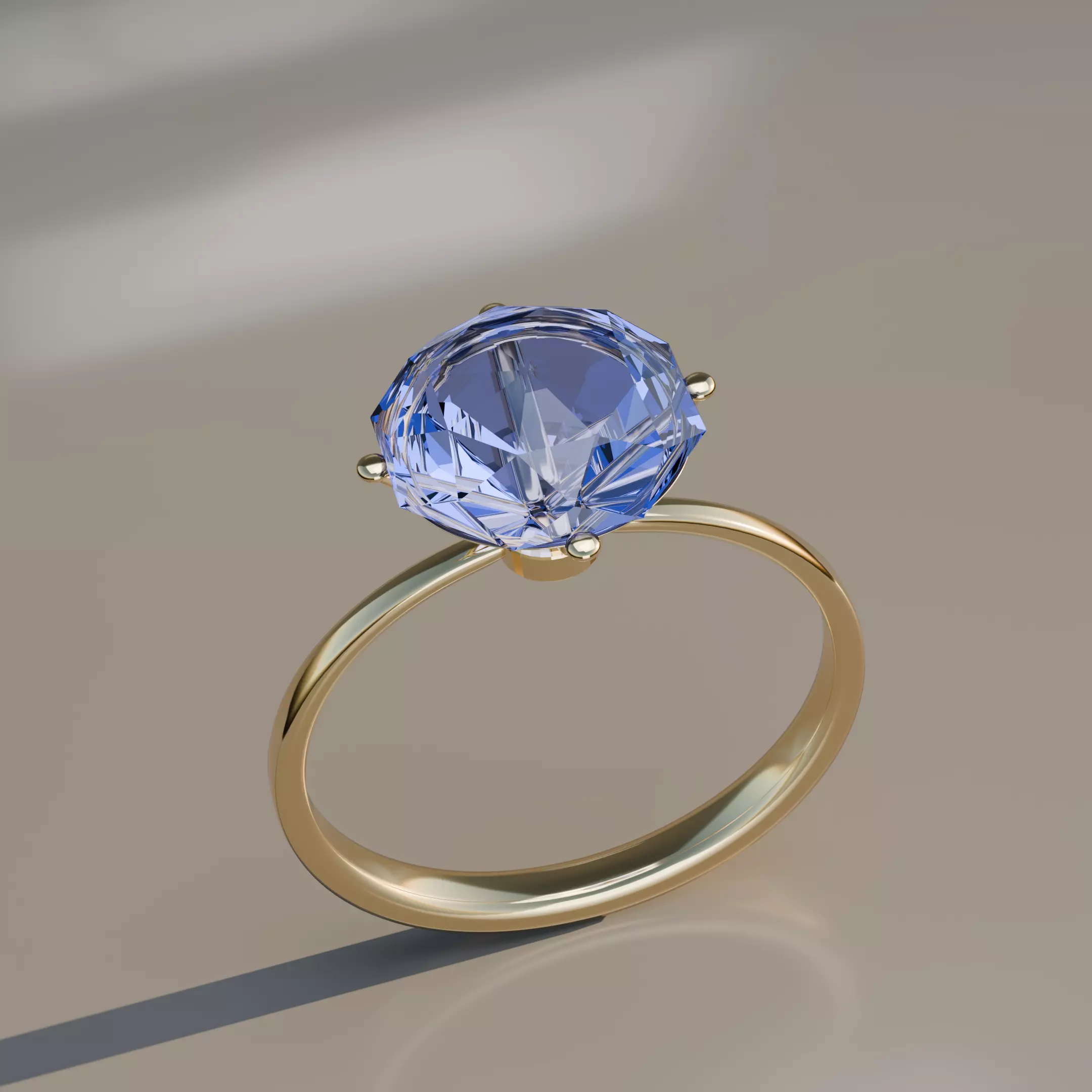 Elegant Gemstone Ring with Crown Prong Setting 3D print model