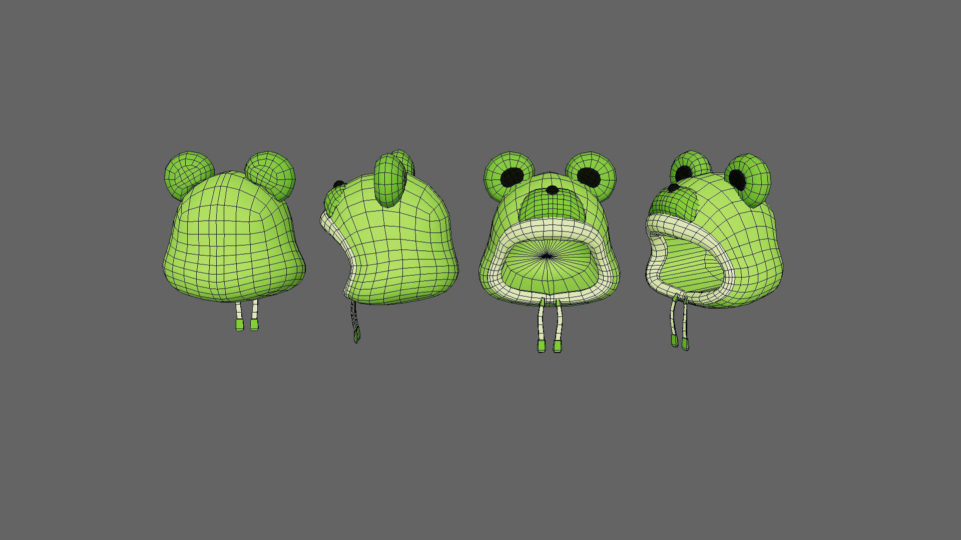 Frog Hat Low-poly 3D model_7