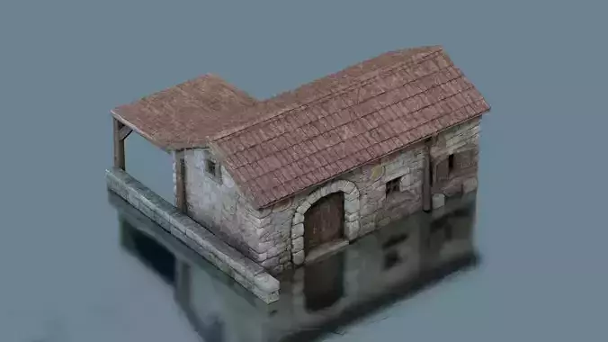 Old cottage Low-poly 3D model
