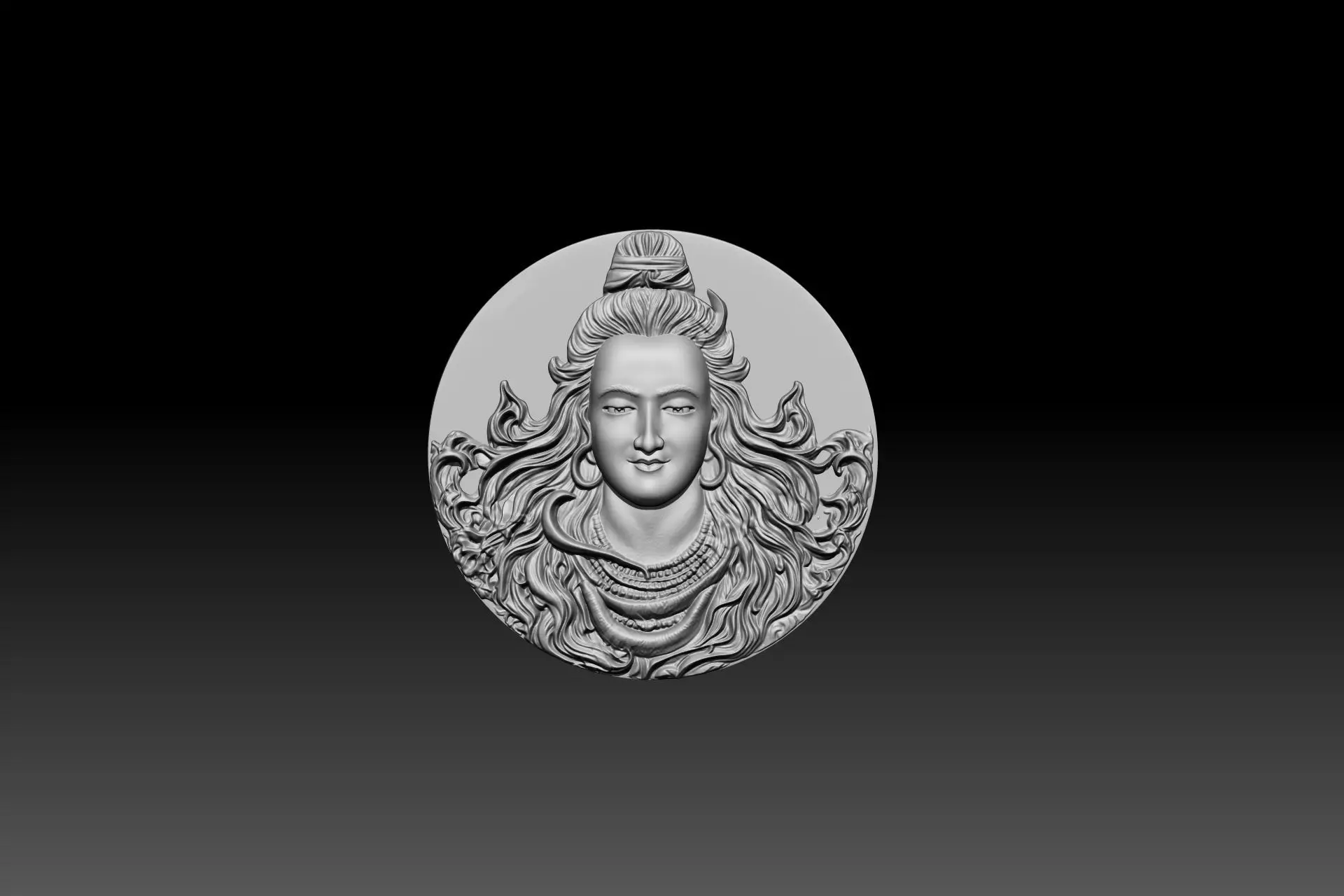 Lord Shiva Face Relief 3D STL model for cnc and printing 3D print model_0