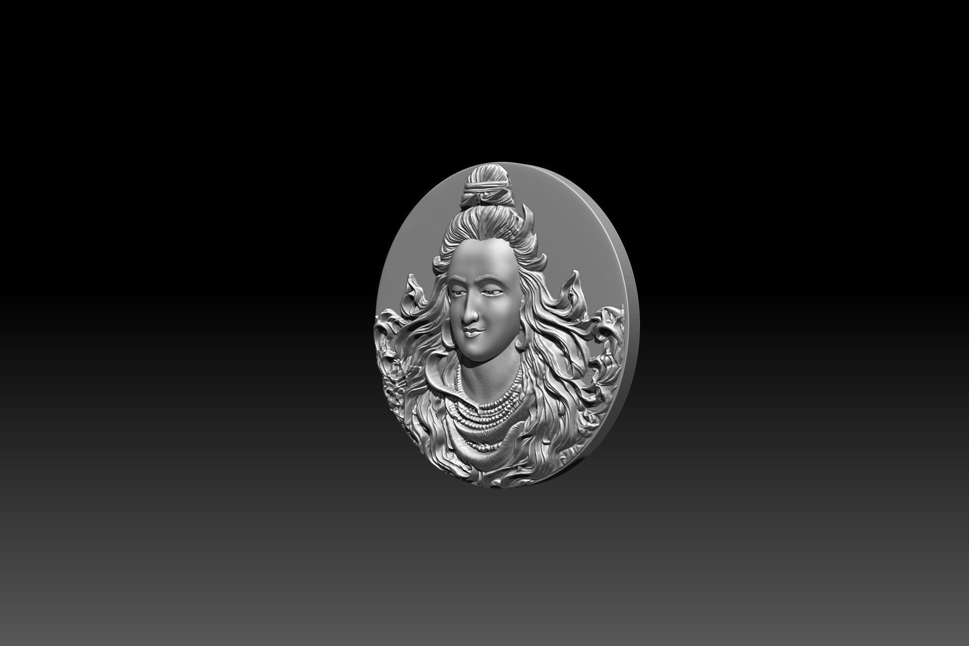 Lord Shiva Face Relief 3D STL model for cnc and printing 3D print model_2